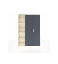 Arges Dolap 7 Raflı 2 Kapaklı Tek Askılı 132x30x195 Aytaşı-Antrasit/Aytaşı