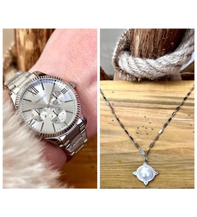 Ferrucci Silver Çelik Kadın Kol Saat+%100 Çelik Kolye Hediye (Gümüş)