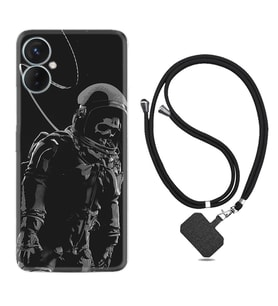Tecno Spark 9T Kılıf Silikon Boyun Askılı İpli Desenli Silikon İskelet Astronot 1613