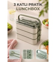 3 Katlı Bölmeli Lunchbox - Kilitli - Taşıma Saplı - G-770