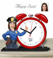 Kişiye Özel Ahşap Saat-Polis Kadın-1