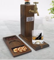 BK Gift Kişiye Özel İsimli Viski Bardağı & Musluklu Doğal Ahşap İçki Standı & Masif Ahşap Dikdörtgen Sunum Tabağı Çerezlik Hediye Seti-27