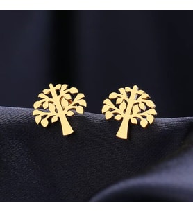 Kişiye Özel 925 Ayar Gümüş Ağaç Küpe (Gold)