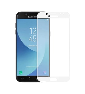 Samsung Galaxy J3 Pro Uyumlu Zore Kenarları Kırılmaya Dayanıklı Cam Ekran Koruyucu (Beyaz)