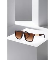 Polo Air UV400 Korumalı Kare Çerçeveli Erkek Güneş Gözlüğü Mat Kahverengi Gold Renk PLG-2137C2