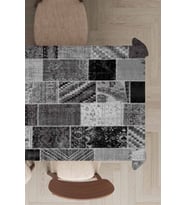 Gri Patchwork Desenli Dokuma Leke Tutmaz Masa Örtüsü MSO292