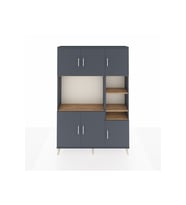 Arges Dolap 10 Raflı 6 Kapaklı 132x30x195 Antrasit-Antrasit/Çam
