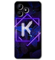 Realme C53 Kılıf HD Desen Baskılı Kılıf - Dark Neon Yaprak K Harfi