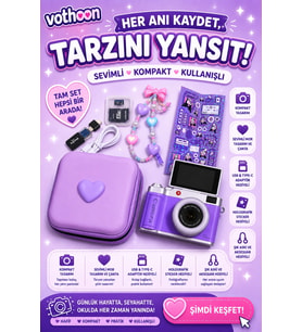 4k Çantalı Dijital Retro Video Kamera 48mp 16x Zoom Işıklı (32gb) Kart Dijital Fotoğraf Makinesi Mor