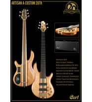 Cort A4 CUSTOM 20THNAT Artisan Serisi 20. Yıl Özel Üretim Bas Gitar (Profesyonel)  Masif Gövde, Neck-Through Sap Yapısı ve Natürel Egzotik Ahşap Görünümü