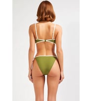 Kadın Bikini Takımı Straplez Balensiz Normal Bel Brazilian Renk Bloklu Örme Kaplı Kolsuz Şık