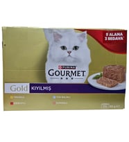 GOURME GOLD KIYILMIŞ 9+3 (TAVUK+TONBALIKLI+SIĞIRETLİ+SOMONLU) 12 ADET (Bej)