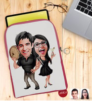 BK Gift Kişiye Özel Sevgililer Karikatürlü Taşınabilir Koruyucu Tablet Kılıfı & Organizer Çanta - Pembe-18