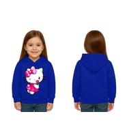 Unisex hello kity  Baskılı Çocuk Swaetshirt  Baskılı Kapüşonlu 3 İplik Şardonlu (SAKS MAVI)