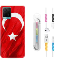 Vivo Y11S Y21S Y20 Y20S Y70 Kılıf Kablo Koruma Spiral Silikon Şanlı Türk Bayrağı 4 1401