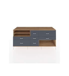 Kronos Konsol 2 Raflı 7 Çekmeceli  220x59x99 Çam-Çam/Antrasit