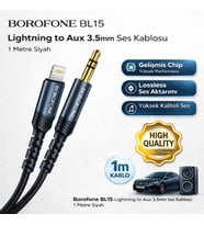 Borofone BL15 Lightning to Aux 3.5mm Ses Kablosu 1 Metre Siyah