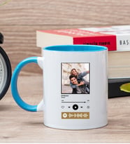 Kişiye Özel Spotify Tasarım Fotoğraflı Mavi Kupa Bardak