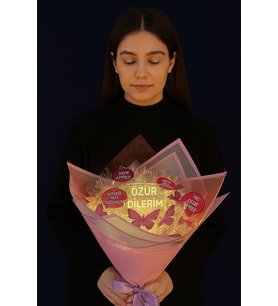 LED IŞIKLI ÖZÜR BUKETİ (Pembe - Gül Kurusu - Mor - Sarı)