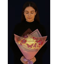 LED IŞIKLI ÖZÜR BUKETİ (Pembe - Gül Kurusu - Mor - Sarı)