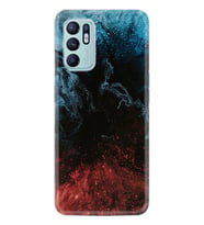 Oppo Reno 6 Kılıf Resimli Desenli Baskılı Silikon Red Blue Black Abstact 1386