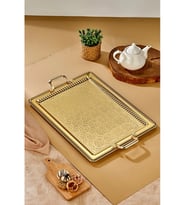 Cooker Gold Renk Dikdörtgen Metal Tepsi 60x40 cm