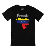 Venezuela Haritalı ve Bayraklı Siyah Tişört