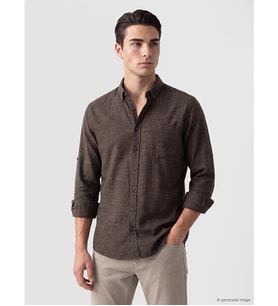 LCWAIKIKI Classic Kahverengi Regular Fit Armürlü Erkek Gömlek