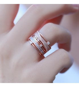Sarmal Model Zirkon Taşlı Rose Gold Kaplama Gümüş Yüzük