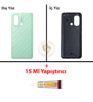 Xiaomi Redmi 12C Nane Yeşili Arka Pil Kapağı Batarya Kapağı Lazer Kesim + B-7000 Yapıştırıcı
