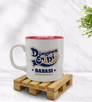 BK Gift Kişiye Özel Dünyanın 1 Numaralı Babası Tasarımlı İçi Kırmızı Renkli Kupa Bardak Model 2