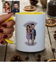 Kişiye Özel Karikatürlü Yürüş Yapan Romantik Sevgililer Kupa Bardak Sevgililer Günü Hediyesi