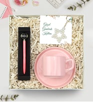 Pembe Fincan & Kalp Kalem & İnci Yıldız Anahtarlık Hediye Seti