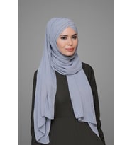 Gri Pratik Hazır Geçmeli Bone Şal Şifon Kendinden Boneli Üç Bantlı 1451_15