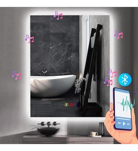 60x80(h) cm Bluetoothlu Buğu Çözücülü Dokunmatik Işıklı Ledli Banyo Aynası