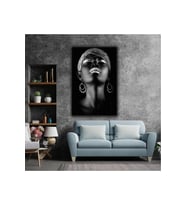 Kanvas Tablo Afrikalı Siyahi Gümüş Küpeli Kadın Afrıcan Woman Kanvas Tablo Art00154 70 X 100