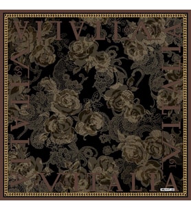 Logolu Desen Black Seri Twill Eşarp Eşarp Askısı ile Birlikte 90x90 cm Gül Kurus