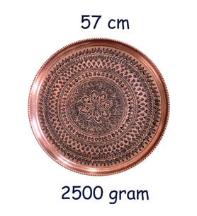 57 cm El İşlemeli Otantik Desenli Kalın Urfa Bakır Tepsi - BAKIR-TPS487