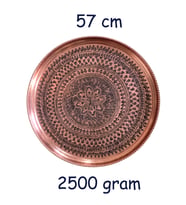 57 cm El İşlemeli Otantik Desenli Kalın Urfa Bakır Tepsi - BAKIR-TPS487