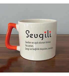 Sevgili Baskılı Turuncu Kulplu D Kupa