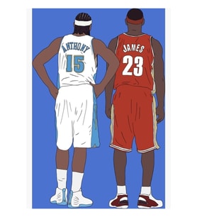 Genç Lebron James Ve Carmelo Anthony Tablo Ahşap Poster Dekoratif