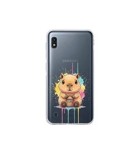 Samsung Galaxy A10 ile Uyumlu Splash Kapibara Tasarımlı Şeffaf Silikon Kılıf