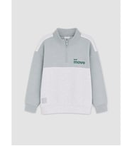 LCW baby Yeşil Renk Bloklu Soft Touch Erkek Çocuk Sweatshirt