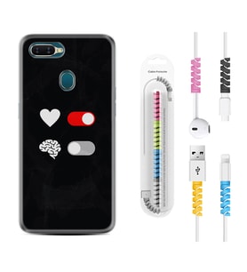 Oppo A5S A15 A16 A54 A55 A73 A74 Kılıf Kablo Koruma Spiral Silikon Love Brain 1722