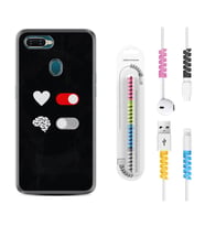 Oppo A5S A15 A16 A54 A55 A73 A74 Kılıf Kablo Koruma Spiral Silikon Love Brain 1722