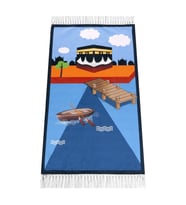 Dijital Baskılı Çocuk Seccadesi - Kayıklı Kabeli Mavi Renk - 44 X 78 cm