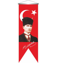 Bayrak Kemal Atatürk Imzali Türk Bayrağı Saten Kırlangıç Flama