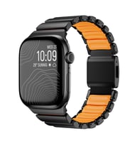 Apple Watch 42mm Kordon Hafif Saf Titanyum Kayış 149 (Siyah - Turuncu)