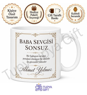 Baba Sevgisi Sonsuz Yazılı Kupa Bardak Babalar Günü Özel Hediye