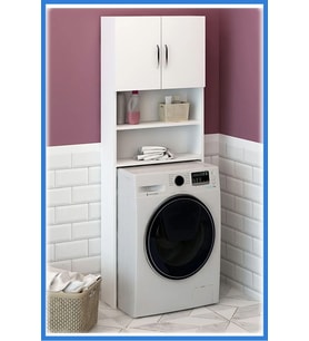 Lange Çamaşır Makinesi Dolabı Beyaz Çok Amaçlı Banyo Dolabı
